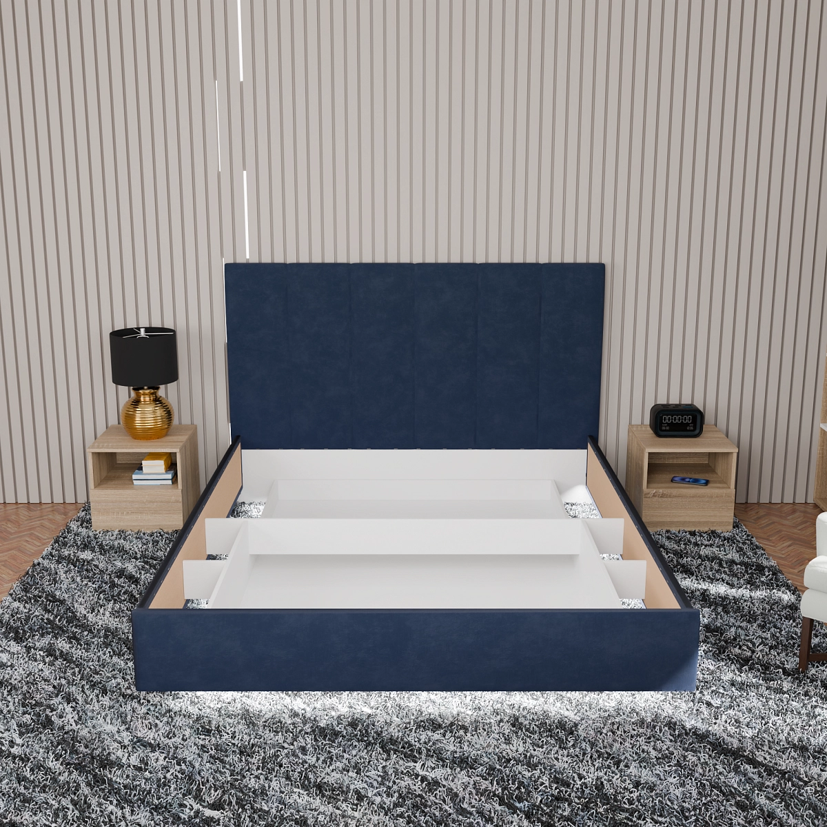 Кровать с подъемным механизмом Диона Синяя 180х200 (avatr23)